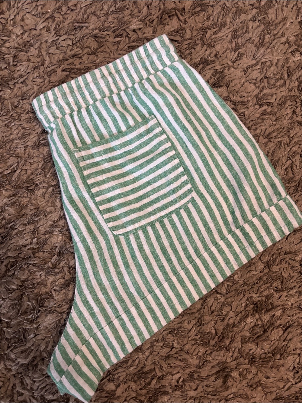 Universal Thread Green and White Striped Drawstring Linen blend Shorts. - Picture 7 of 12